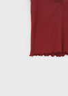 Pebel Square Neck Shirring Frill Short Sleeve T-shirt