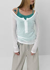 Dream Summer See-through Button Long Sleeve T-shirt