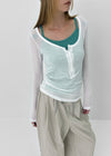 Dream Summer See-through Button Long Sleeve T-shirt