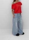 Byip Summer Banding Wide Denim Pants