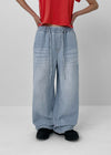 Byip Summer Banding Wide Denim Pants
