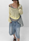 Niren Summer See-Through Linen U-Neck Knitwear