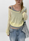 Niren Summer See-Through Linen U-Neck Knitwear
