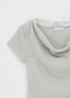 Dipping Halter Layered Shirring Short Sleeve T-shirt