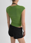 Vintech Square Cap Sleeve Crop Short Sleeve T-shirt