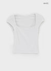 Vintech Square Cap Sleeve Crop Short Sleeve T-shirt