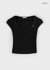 Vintech Square Cap Sleeve Crop Short Sleeve T-shirt