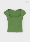 Vintech Square Cap Sleeve Crop Short Sleeve T-shirt