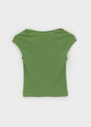 Vintech Square Cap Sleeve Crop Short Sleeve T-shirt