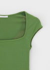 Vintech Square Cap Sleeve Crop Short Sleeve T-shirt