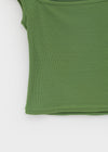 Vintech Square Cap Sleeve Crop Short Sleeve T-shirt