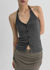 Rection Button Halter Sleeveless