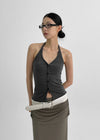 Rection Button Halter Sleeveless