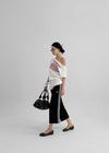 Gels Lettering Unbalanced Off-shoulder Short Sleeve T-shirt