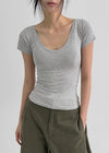 Geloc Slim Deep V-neck Short Sleeve T-shirt
