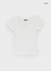 Geloc Slim Deep V-neck Short Sleeve T-shirt