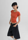 Ziplo Striped Bermuda Denim Pants