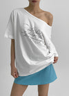 Select Lettering Off-shoulder Short Sleeve T-shirt