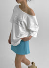 Select Lettering Off-shoulder Short Sleeve T-shirt