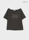Select Lettering Off-shoulder Short Sleeve T-shirt