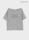 Select Lettering Off-shoulder Short Sleeve T-shirt