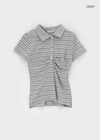 Geltra Shirring Collar Short Sleeve T-shirt