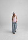 Belpel Washed Wide Balloon Denim Pants