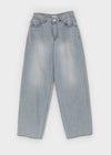 Belpel Washed Wide Balloon Denim Pants