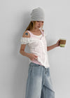 Thumb Two-way Frill Sleeveless Blouse