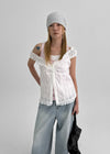 Thumb Two-way Frill Sleeveless Blouse
