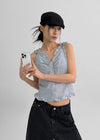 Bissen Pattern Frill Sleeveless Blouse