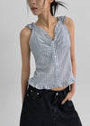 Bissen Pattern Frill Sleeveless Blouse