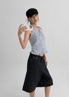 Bissen Pattern Frill Sleeveless Blouse