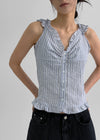 Bissen Pattern Frill Sleeveless Blouse