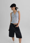Bissen Pattern Frill Sleeveless Blouse