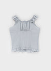 Bissen Pattern Frill Sleeveless Blouse