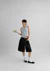 Ziplo Striped Bermuda Denim Pants