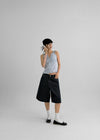 Ziplo Striped Bermuda Denim Pants