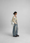 Nend Summer Washed Ribbed Wide Denim Pants