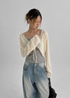 Nend Summer Washed Ribbed Wide Denim Pants