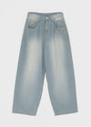 Nend Summer Washed Ribbed Wide Denim Pants