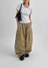 (UNISEX) Cladded Pigment Cargo Balloon Wide Two-way Pants