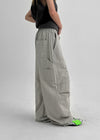 (UNISEX) Royal Nylon Rivet Carpenter Wide Two-way Pants