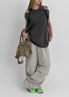 (UNISEX) Royal Nylon Rivet Carpenter Wide Two-way Pants