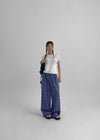 Tubung wide Check Banding Pants