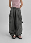 (UNISEX) Cladded Pigment Cargo Balloon Wide Two-way Pants