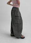 (UNISEX) Cladded Pigment Cargo Balloon Wide Two-way Pants