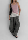 (UNISEX) Cladded Pigment Cargo Balloon Wide Two-way Pants