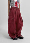 (UNISEX) Cladded Pigment Cargo Balloon Wide Two-way Pants
