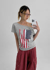 Mirong Printed One-shoulder Short-sleeved T-shirt